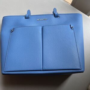 Michael Kors Jet Set Medium Vegan Leather Double Pocket Tote Bag south Pacific